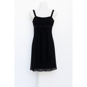 Y2K City Triangles Womens Babydoll‎ Dress Size M Black Sequin Witchy Whimsigoth